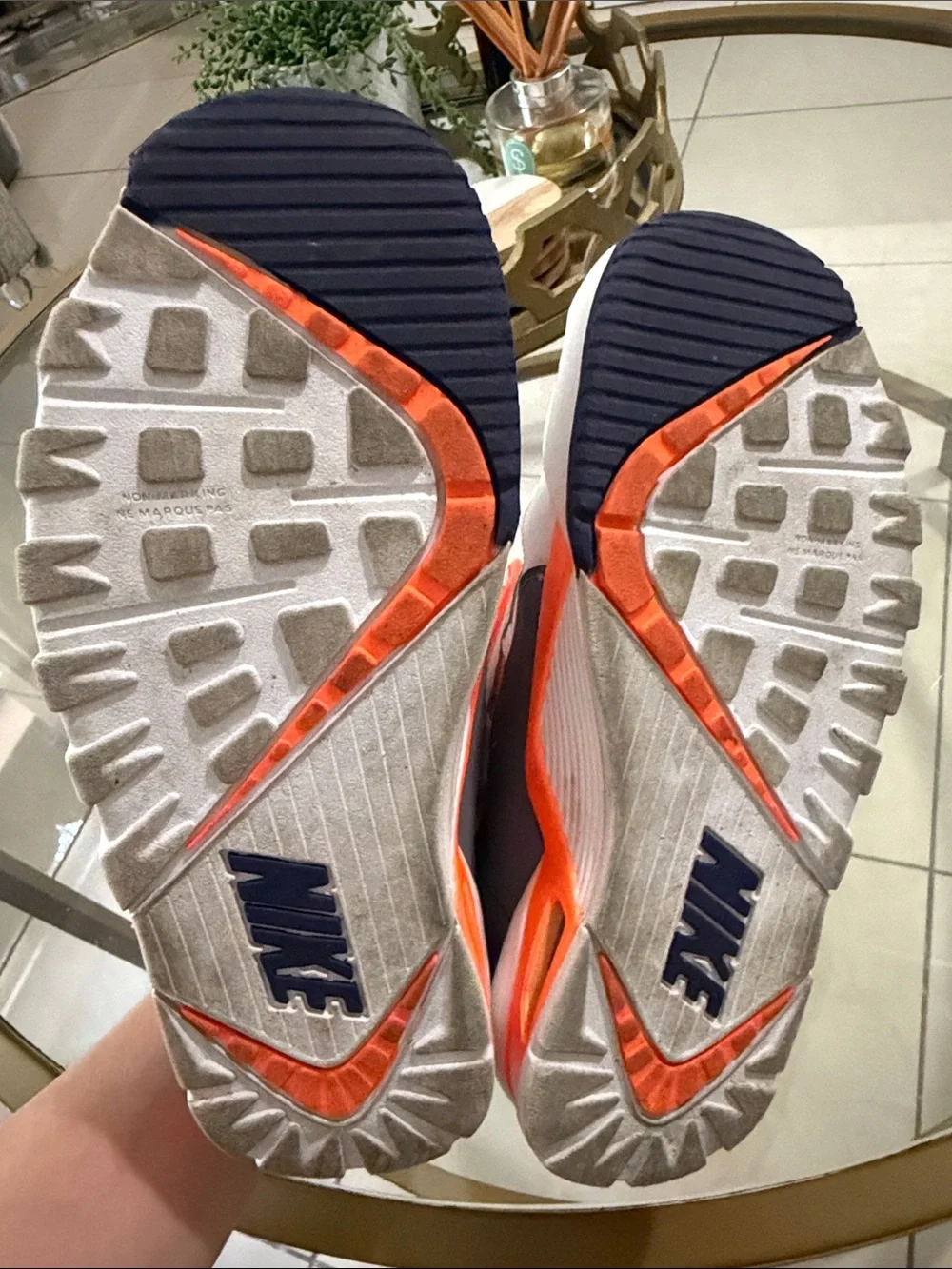Nike Kids White Neon Orange & Blue High-Top Sneakers